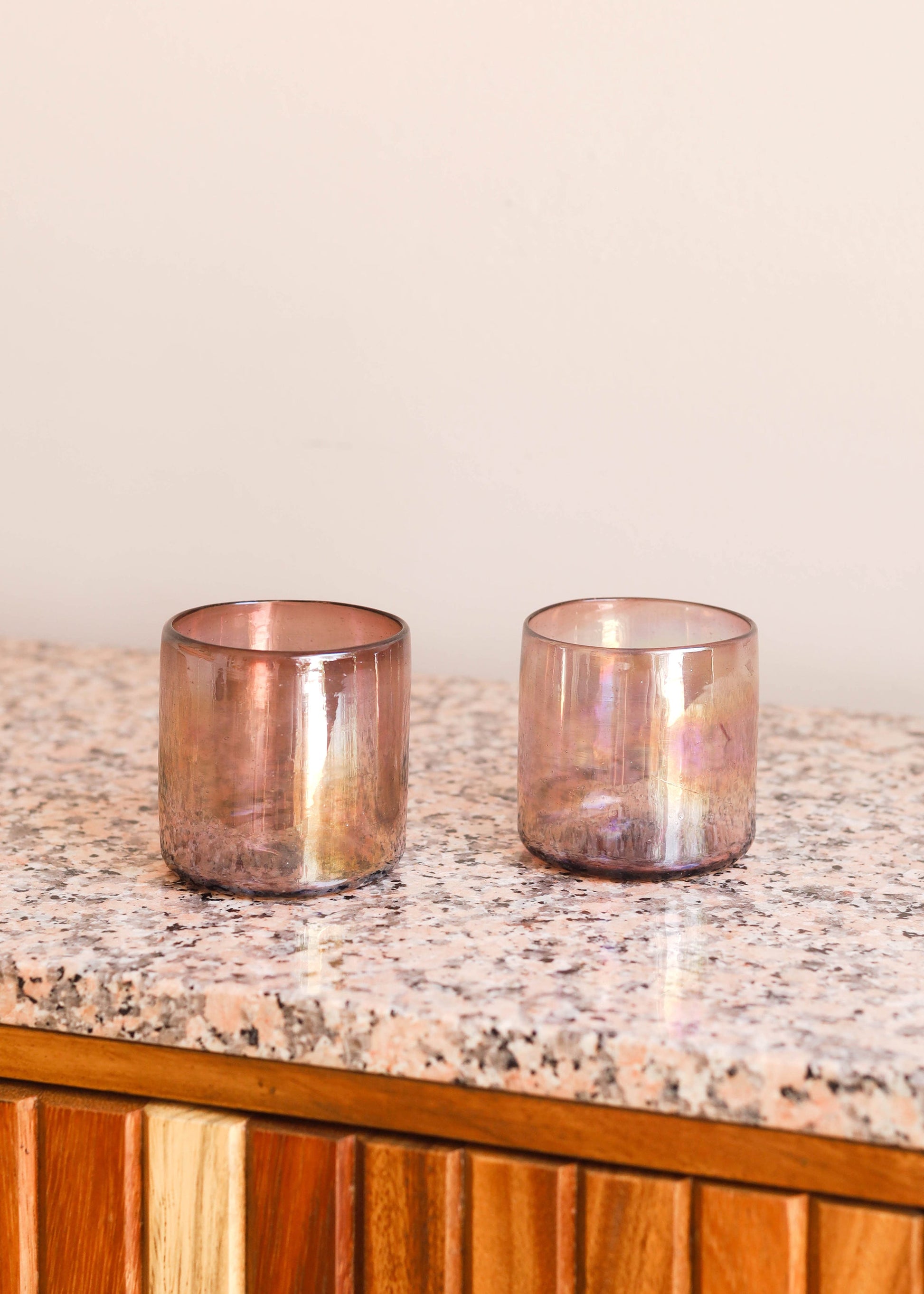 luz collection / Hand Blown Wine or Cocktail Glass Tumbler - amethyst luster