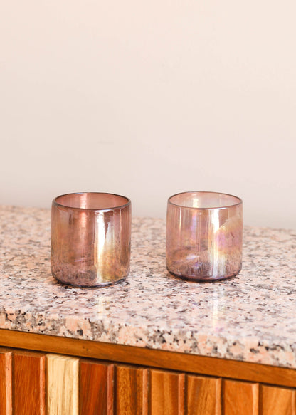 luz collection / Hand Blown Wine or Cocktail Glass Tumbler - amethyst luster
