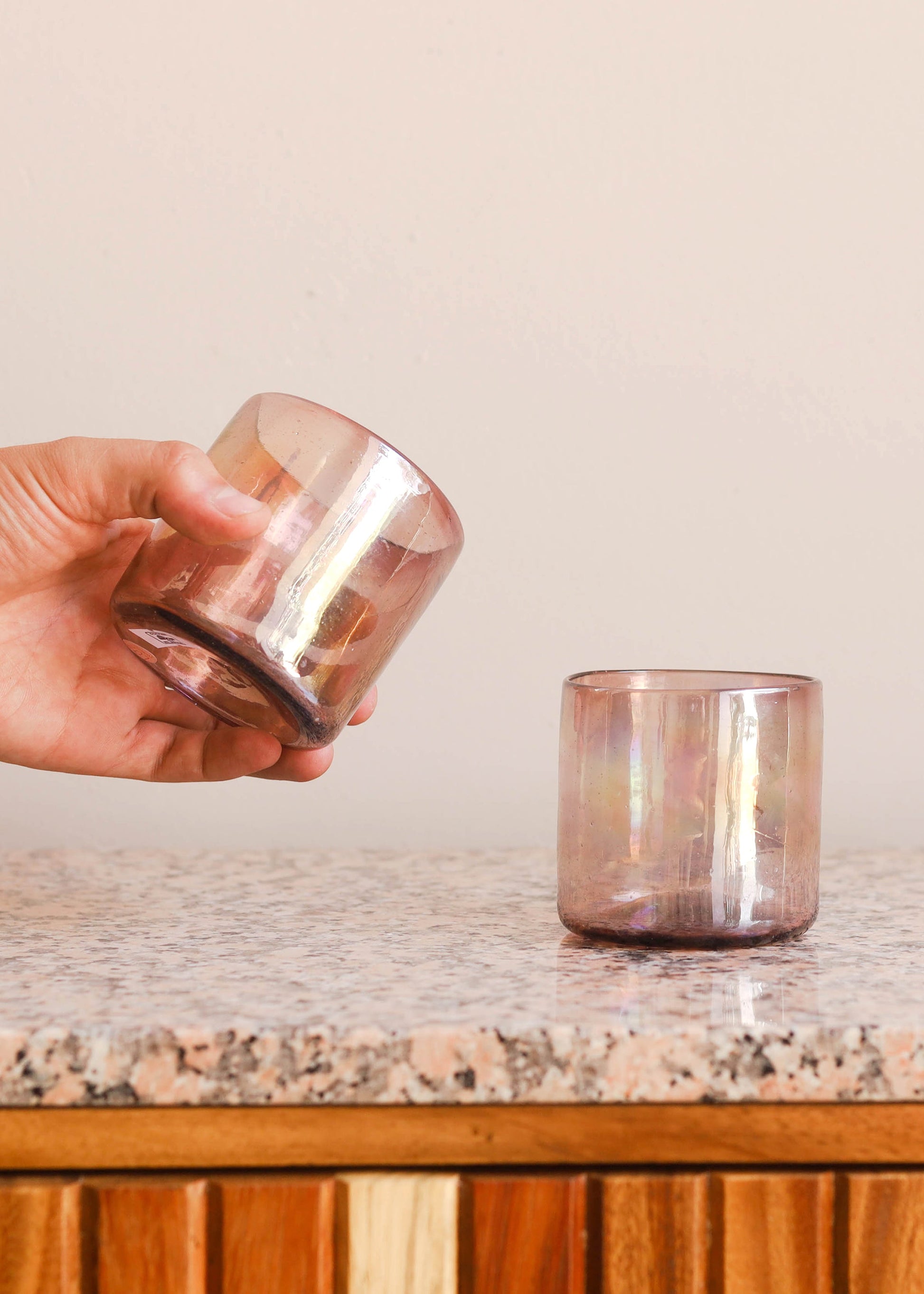 luz collection / Hand Blown Wine or Cocktail Glass Tumbler - amethyst luster