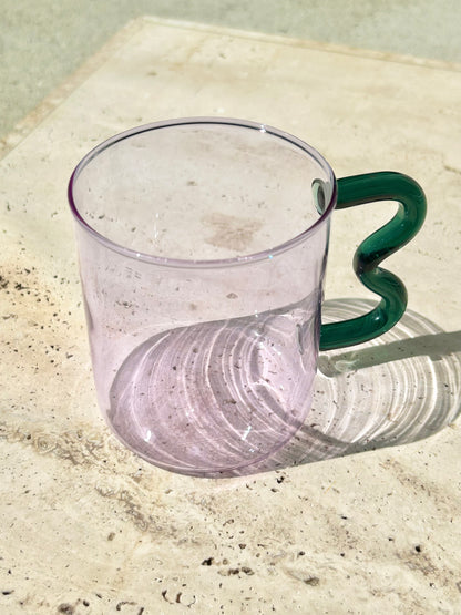 Squiggle Glass Mug + Stir Spoon Set