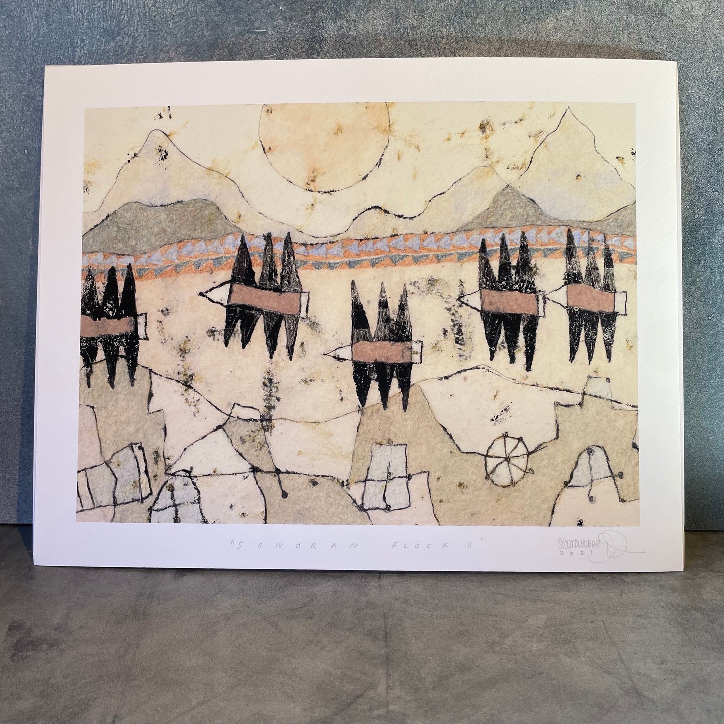 8 x 10" Sonoran Flock Print by Scout Dunbar. Made with pigment ink on textured archival cotton rag paper. Signed, titled, and dated.