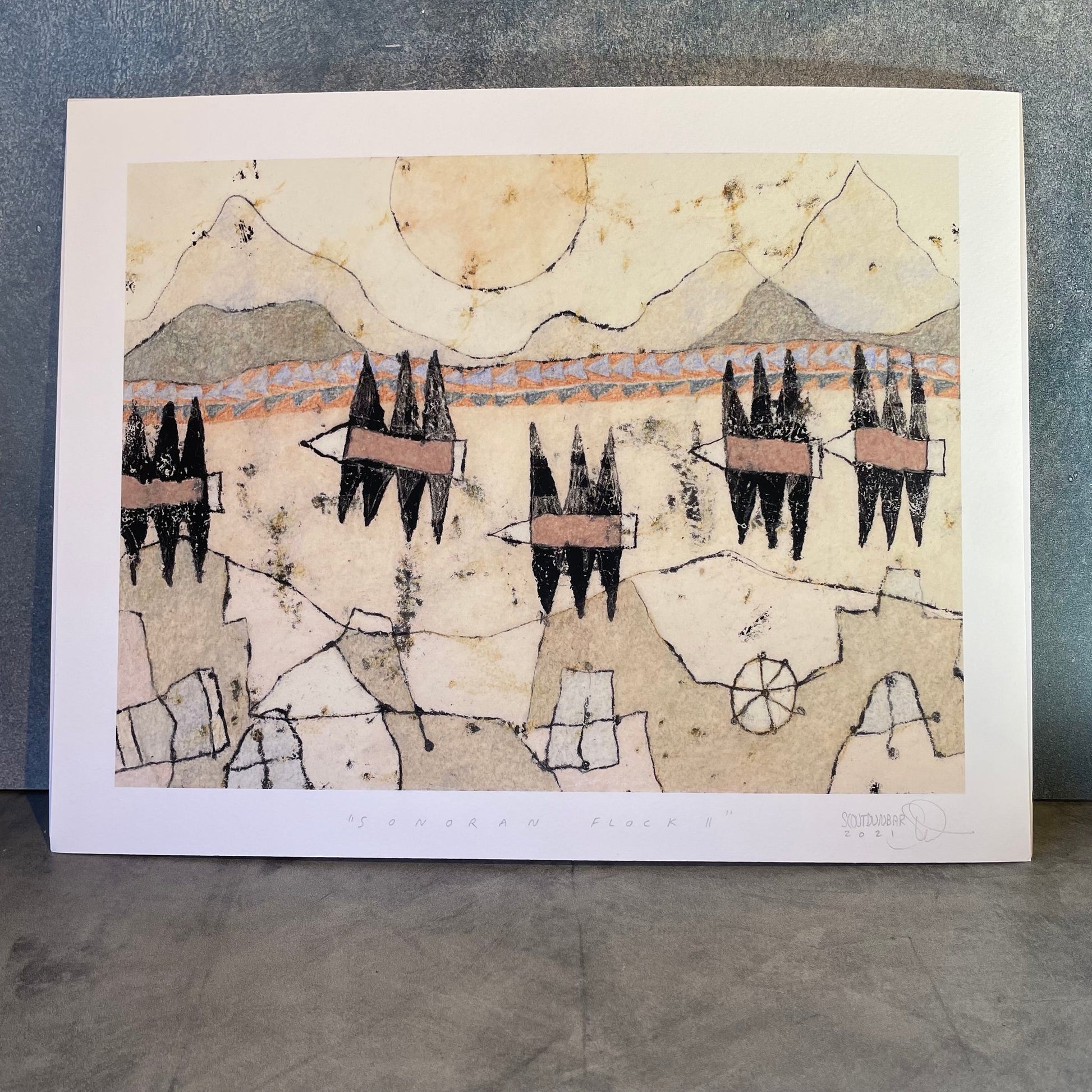 8 x 10" Sonoran Flock Print by Scout Dunbar. Made with pigment ink on textured archival cotton rag paper. Signed, titled, and dated.
