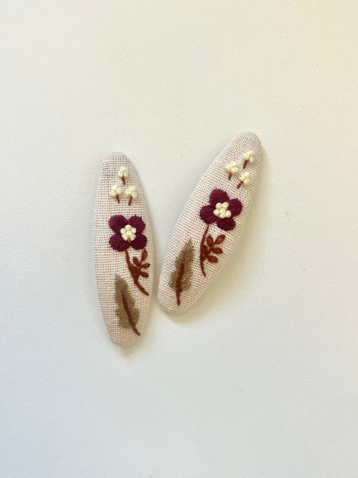 Flower Garden Embroidered Hair Barrettes