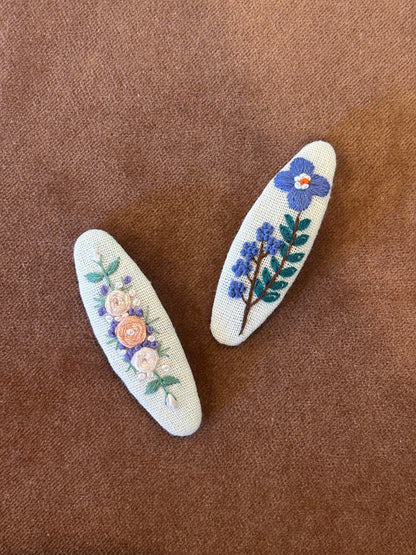 Flower Garden Embroidered Hair Barrettes