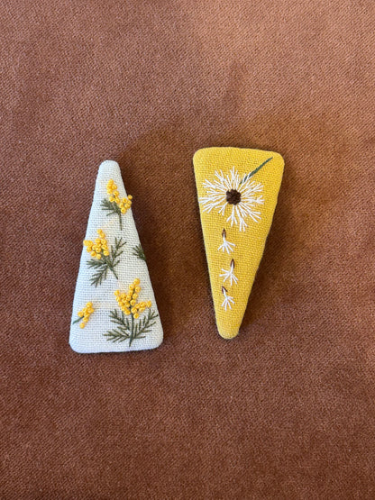 Triangle Embroidered Hair Barrettes