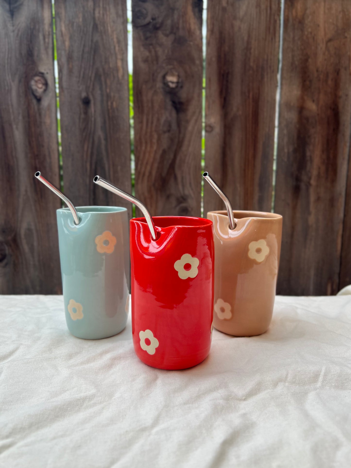 Ceramic Straw Flower Cup