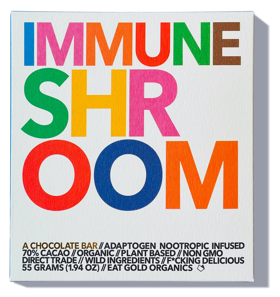Immune Shroom is a potent, functional chocolate bar formulated with powerful adaptogenic mushrooms to support boosting your immunity. Made with 100% organic ingredients.