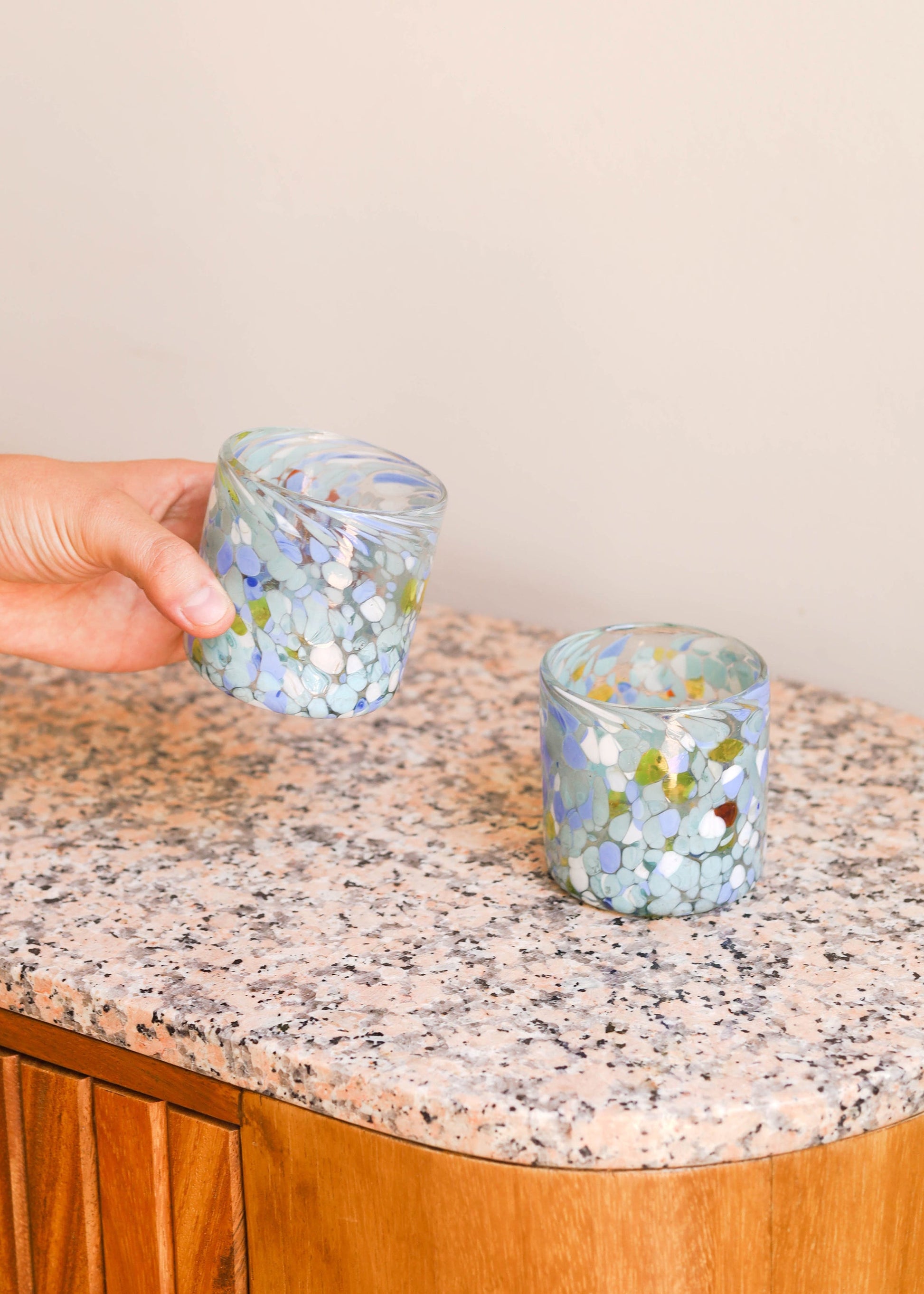 luz collection / Hand Blown Wine or Cocktail Glass Tumbler - Eggshell