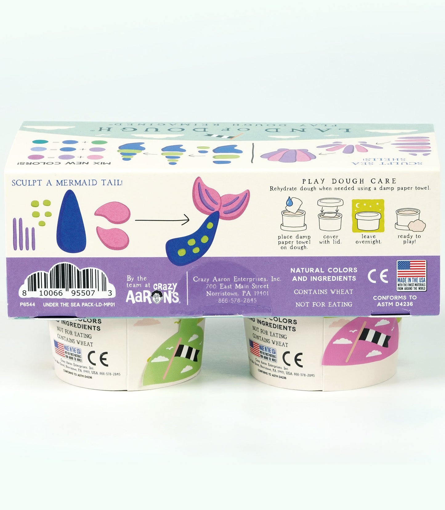 Follow the rainbow! Land of Dough® Rainbow pack includes 4 colors to mix, shape, and create. This brightly colored dough will make little creators shine.   Land of Dough® is made of all-natural dough and colors, compostable glitters, and calming essential oils in eco-friendly packaging.