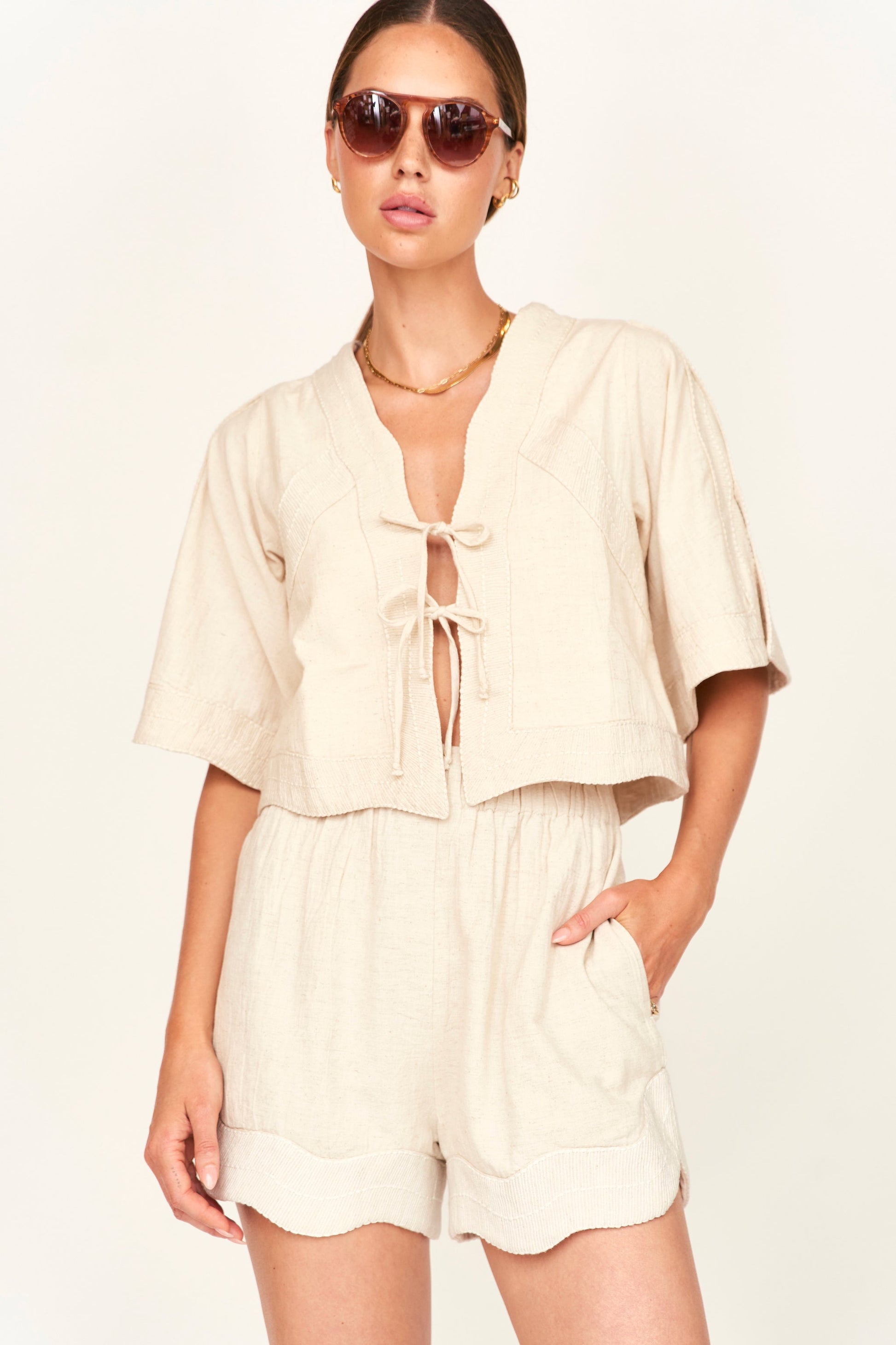 MIRTH Seychelles Top in Oat Fossil