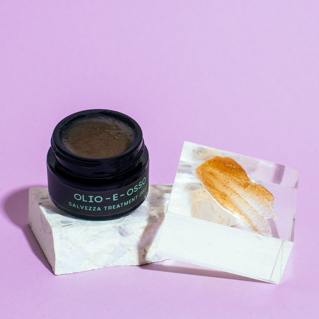 olio e osso salvezza treatment jelly - This small & mighty multitasking treatment jelly can be used as an eye cream, primer, spot treatment, and all over the face to slugg. Suitable for all skin types. With caffeine, squalene & ceramide e - Plant based & cruelty free.