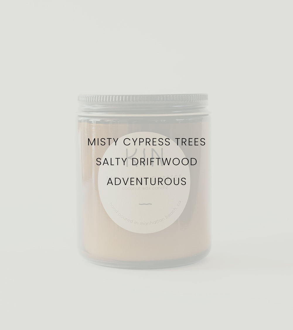 Inspired by road trips north to the twisting cypress trees that line central California’s coast. Escape city life with a scent bathed in sea mist, driftwood smoke, and cypress tree resin.