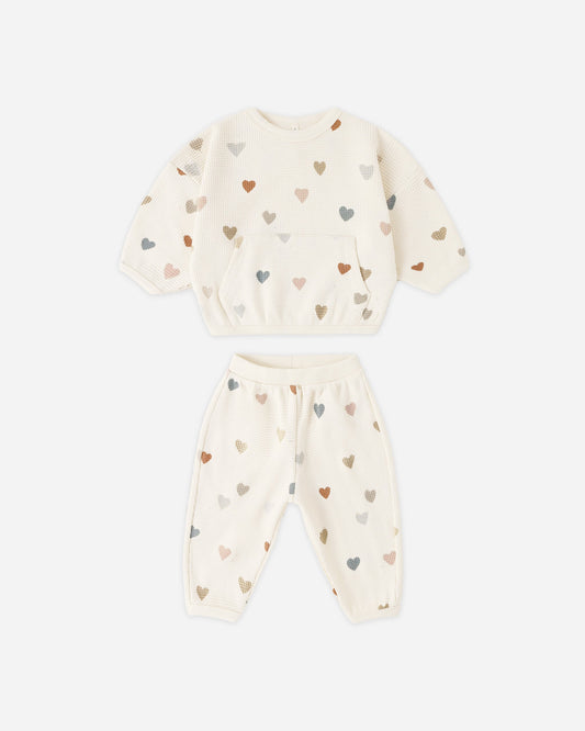 Confetti Hearts Waffle Sweater Set
