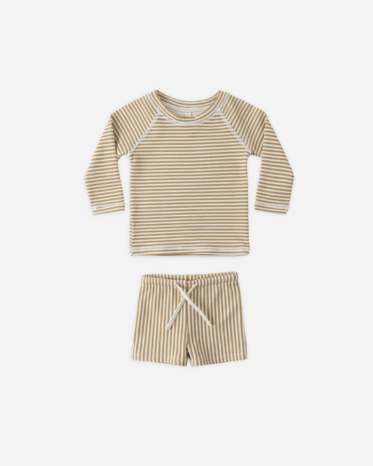 Honey Stripe Finn Rashguard + Shorts Set
