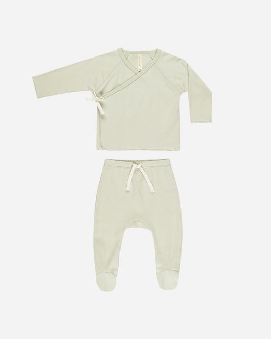 Wrap Top + Footed Bottoms Set