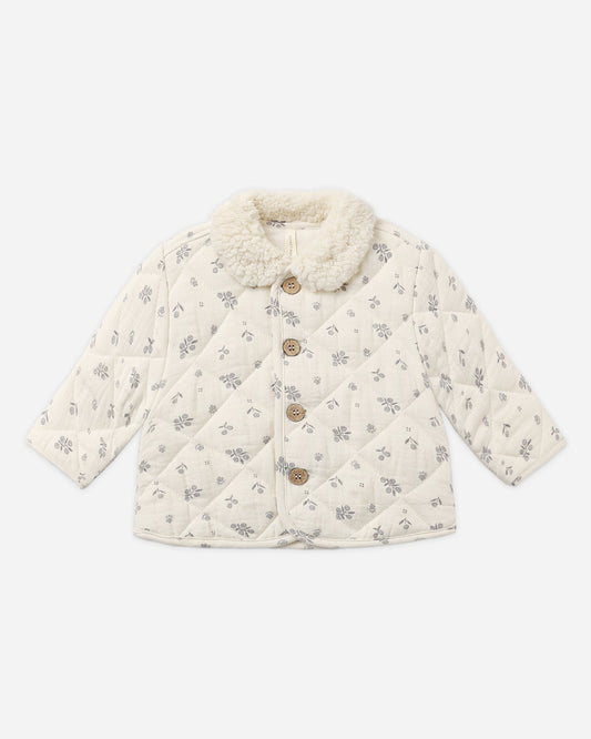 Winter Berry Quilted Button Jacket