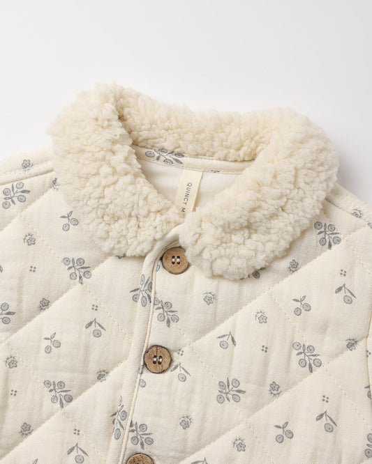 Winter Berry Quilted Button Jacket