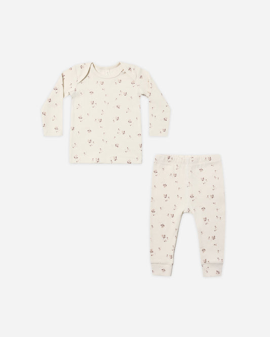 Floral Ribbed Tee + Legging Set