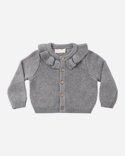 Slate Ruffle Collar Cardigan