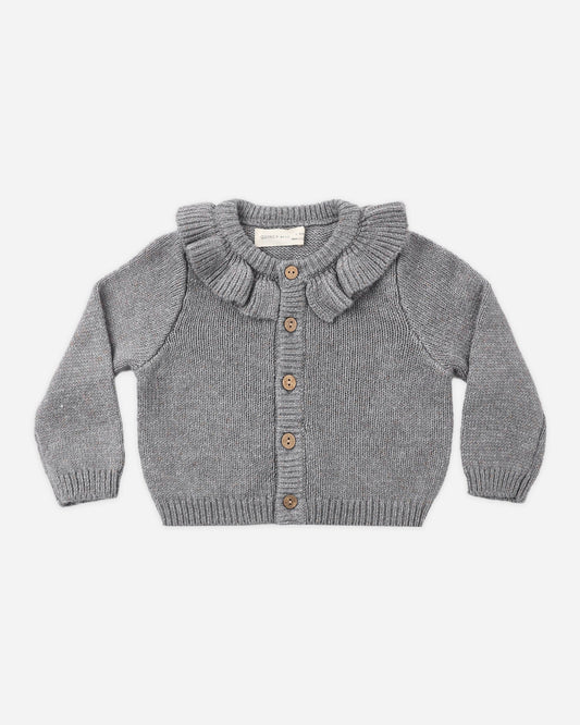 Slate Ruffle Collar Cardigan