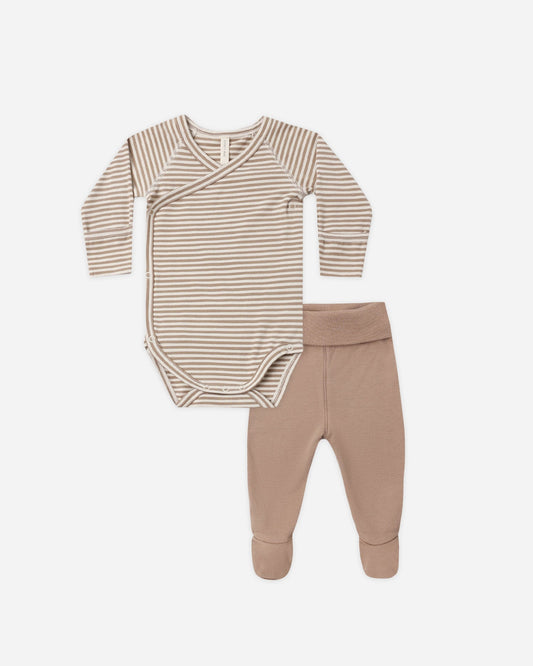 Almond Stripe Bodysuit + Pant Set