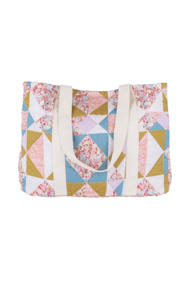 louise misha patchwork thais tote bag in patch sweet pastel
