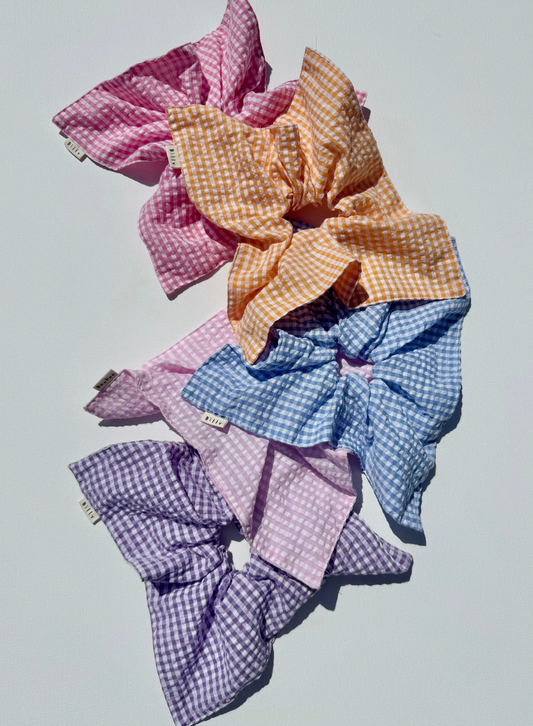 Gingham Petal Scrunchie