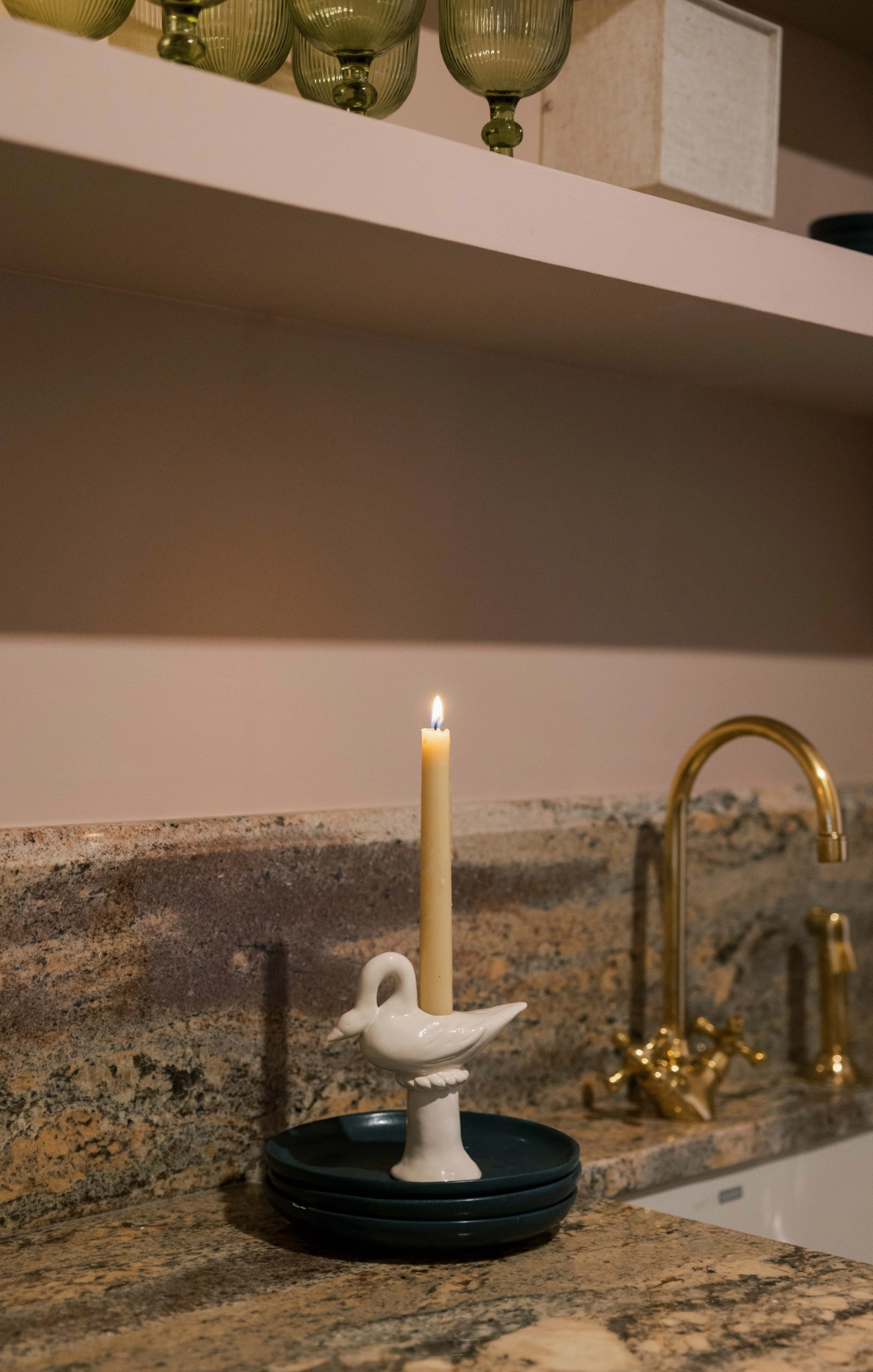 Nordic Swan Ceramic Candlestick