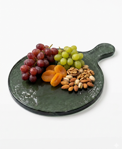 Round Hammered Glass Serving Platter