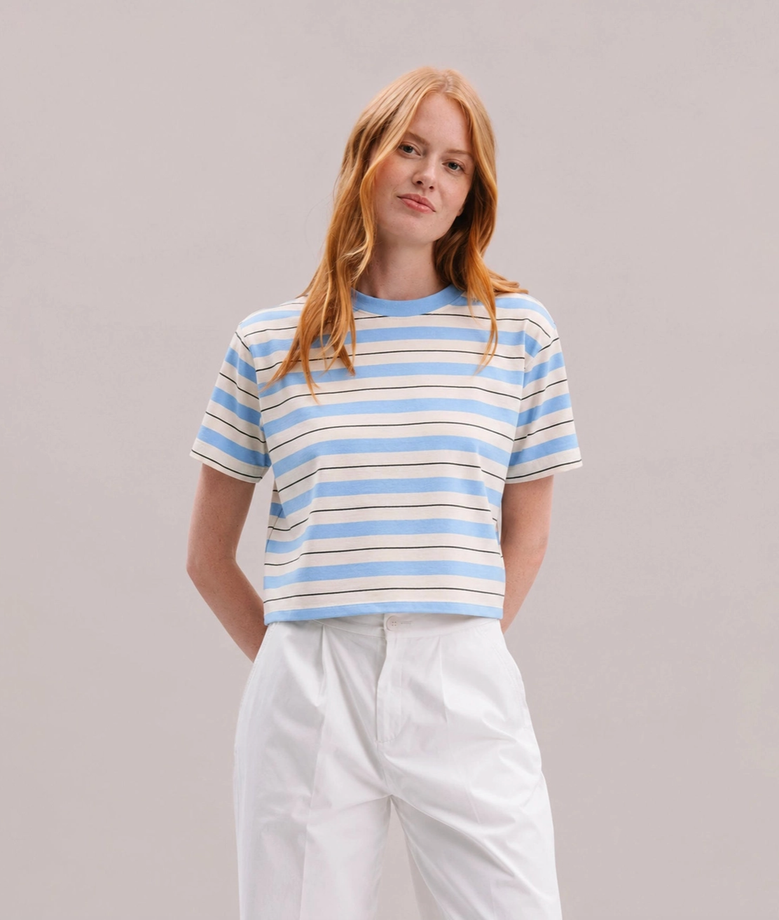 Striped Relaxed Cropped Tee