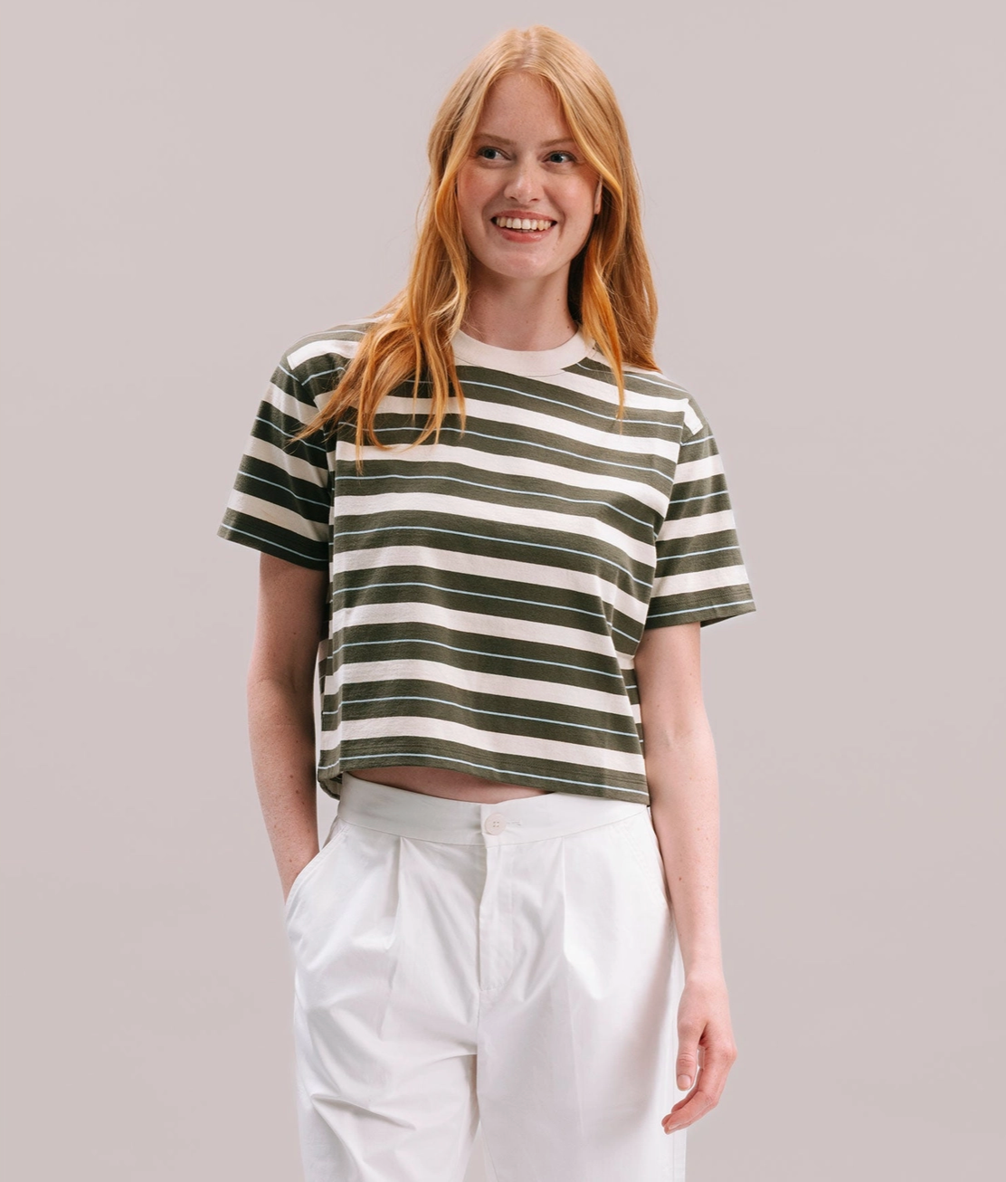 Striped Relaxed Cropped Tee