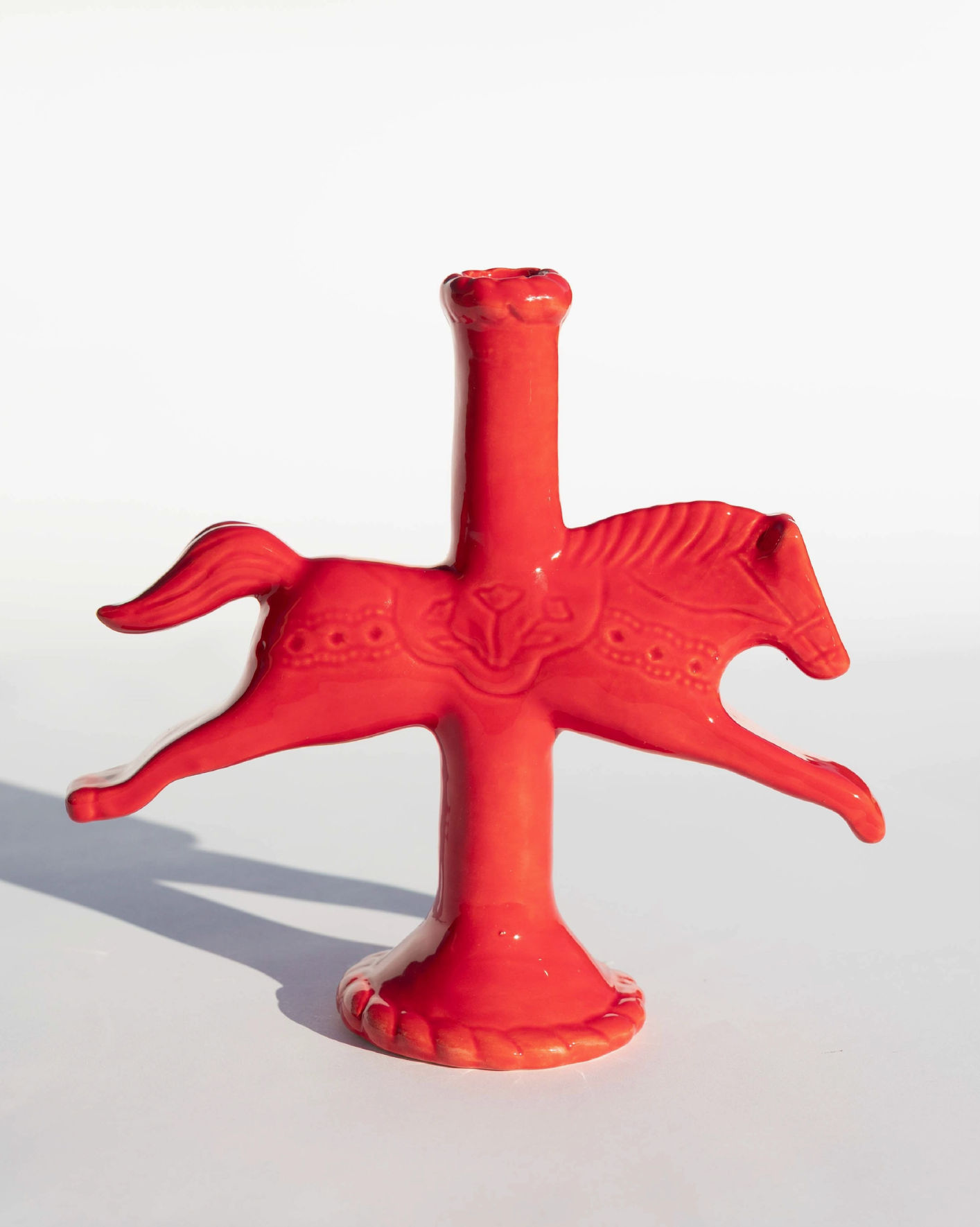Dala Horse Ceramic Candlestick