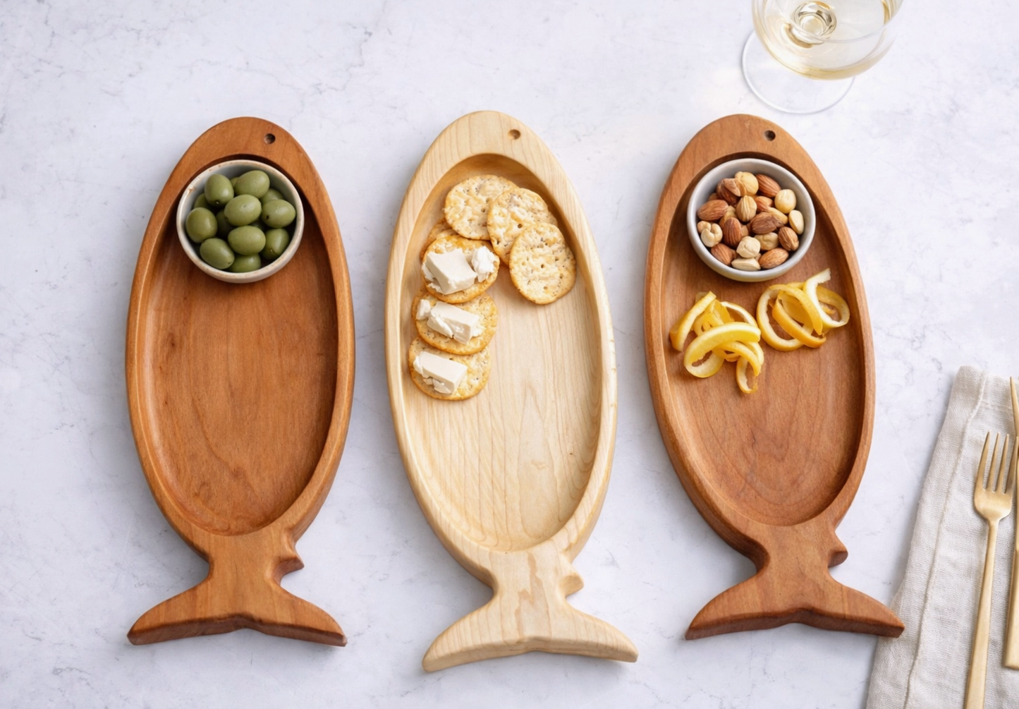 la maree art Wooden Fish Catch All Tray