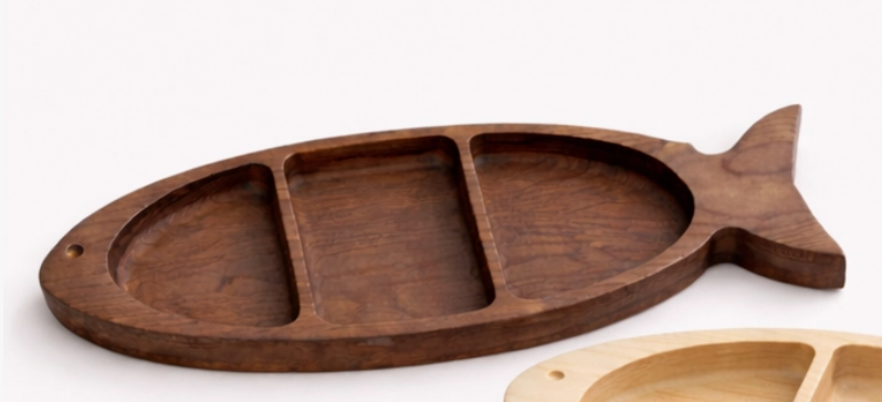 la maree art Wooden Fish Catch All Tray