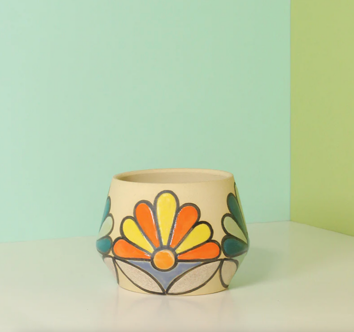 Glazed Stoneware Angled Planter