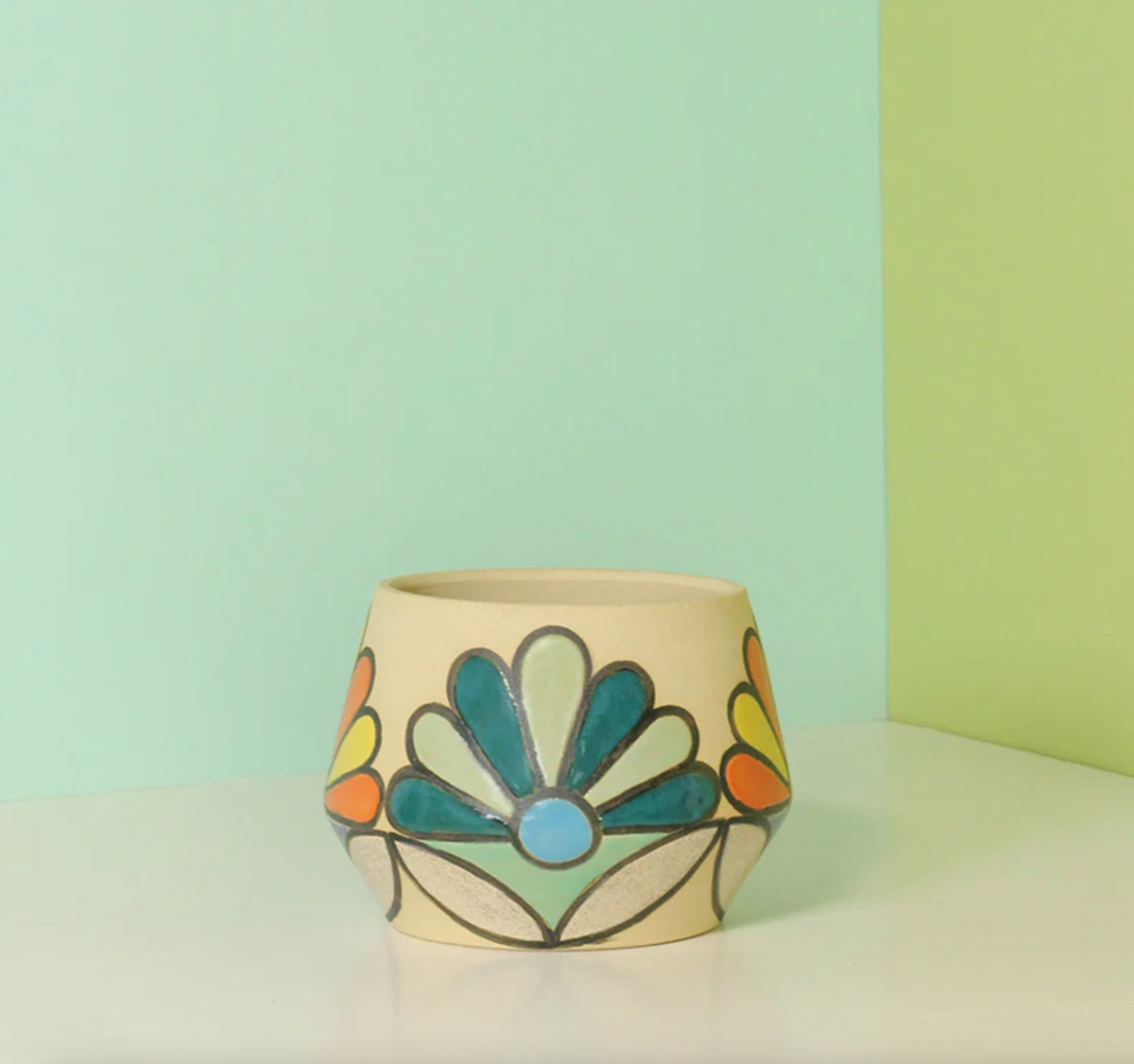 Glazed Stoneware Angled Planter