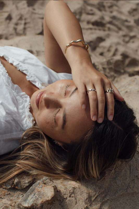 Inspired by the frilly wavy blade of wakame seaweed. Hand carved and cast with a high polish mirror finish. Available in sterling silver. moneh brisel jewelry