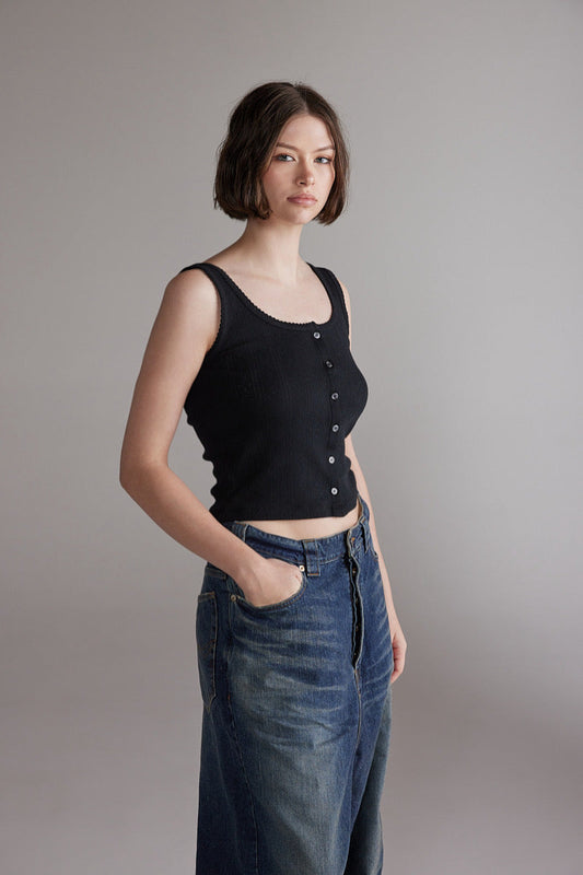 Buttoned Knit Tank