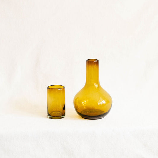 Handblown Glass Round Bedside Carafe volverde