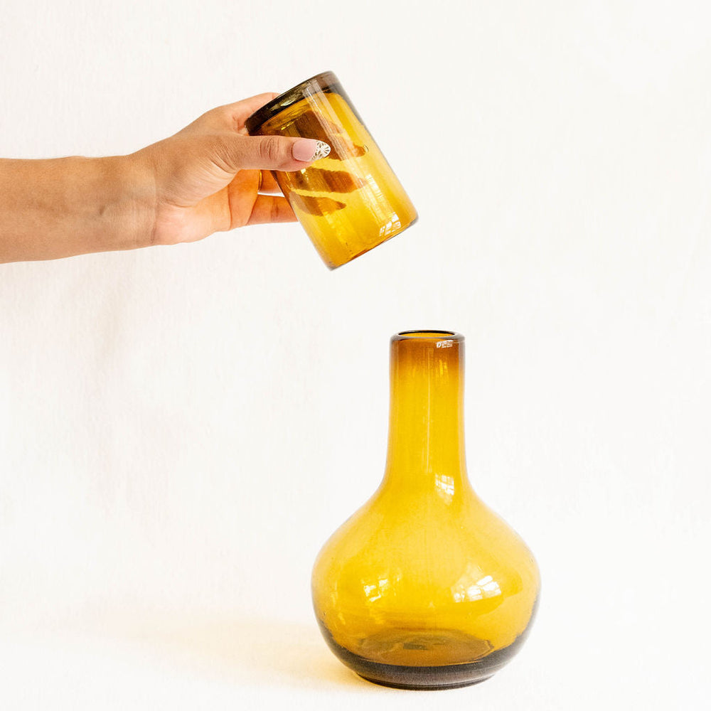 Handblown Glass Round Bedside Carafe volverde