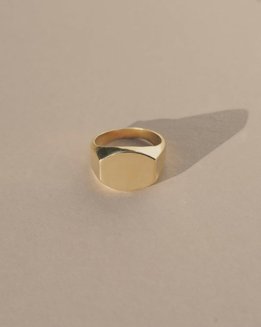 Unisex vintage inspired flat top Signet ring. Handmade with recycled materials in the Santa Cruz mountains.