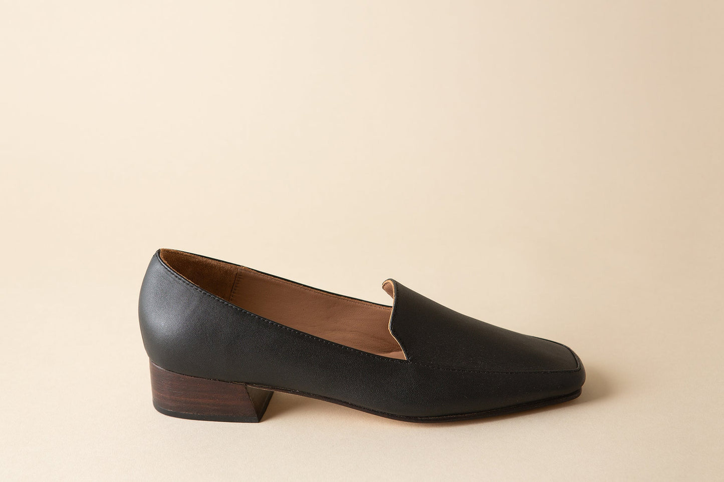 Charlie Heeled Mule in Coal Leather