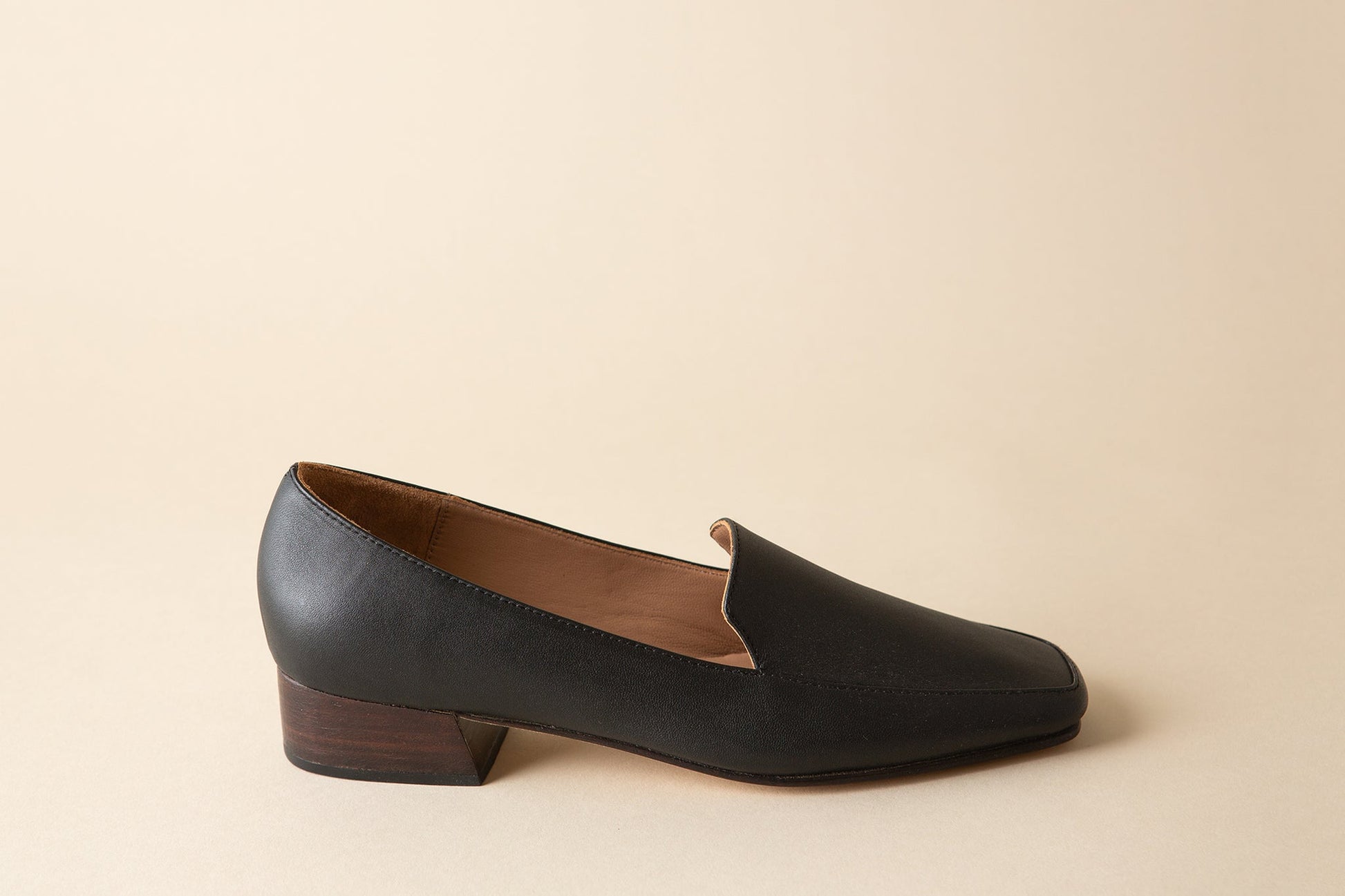 Charlie Heeled Mule in Coal Leather