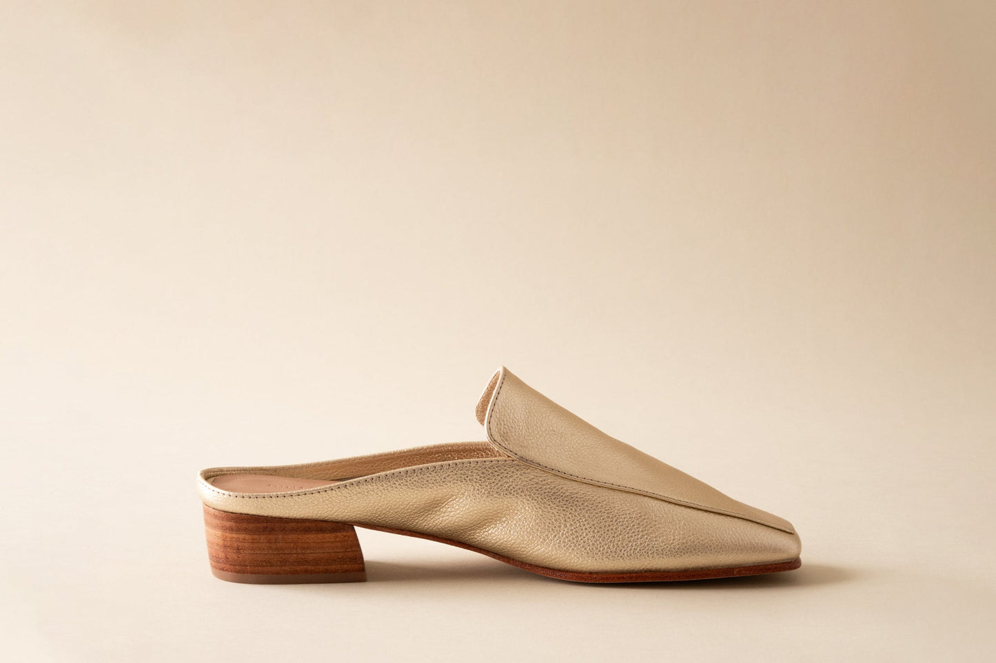 Felix Heeled Mule in Light Gold