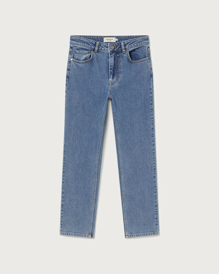 thinking mu light denim nele pant / A classic, high waisted pant with straight cut leg. 99% organic cotton 1% elastane - Sustainably made in Turkey.