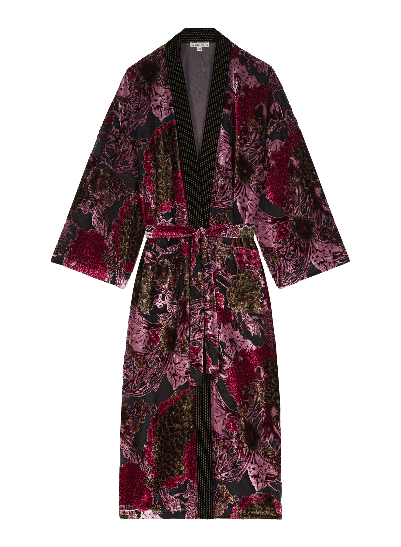 Genuine gem of the bohemian wardrobe, this newly designed robe is born from the designer's bohemian mind. An unpredictable piece, both precious and comfortable, it's just as perfect during the day over jeans as it is in the evening thanks to its very delicate burnout velvet.