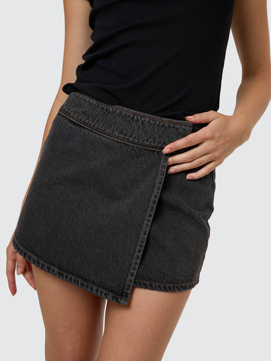 Night Shift Wrap Mini Skirt