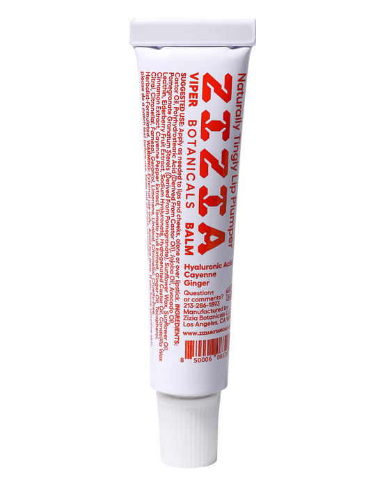 This spicy lip balm is infused with warming, circulation-boosting botanicals to naturally plump up your pout. With cinnamon, a touch of cayenne, and nourishing oils, this glossy balm is perfectly spiced while also nourishing. Step outside with fuller lips and a dewy glow.

zizia viper balm