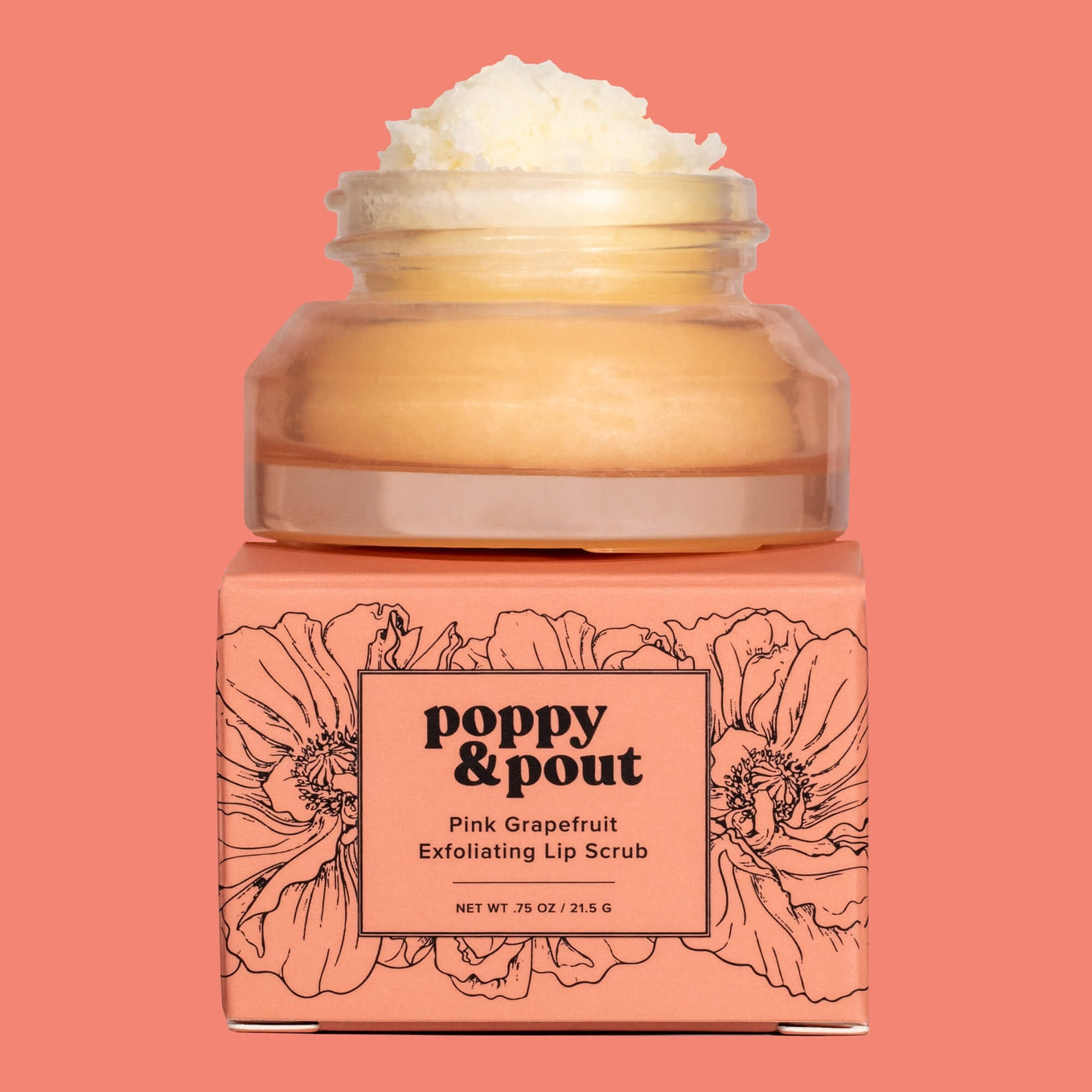 poppy and pout flower powered lip scrub made with a clean combination of natural ingredients
