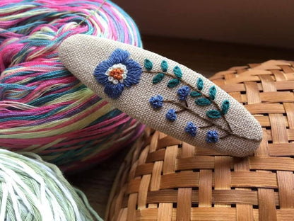 Flower Garden Embroidered Hair Barrettes